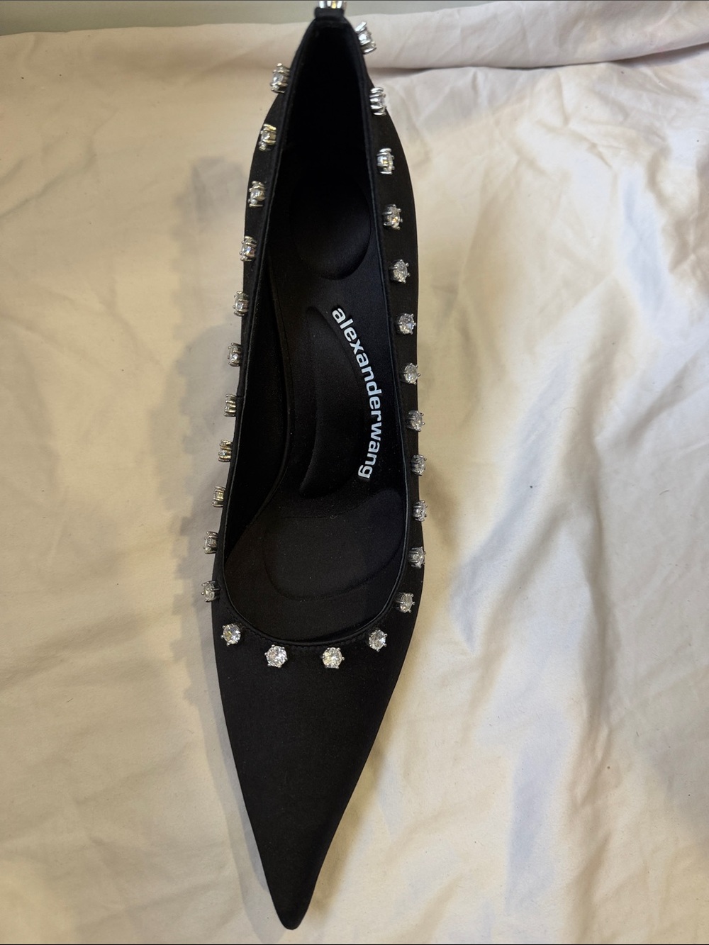 Alexander Wang Black Pointed Flats with Crystal Studs